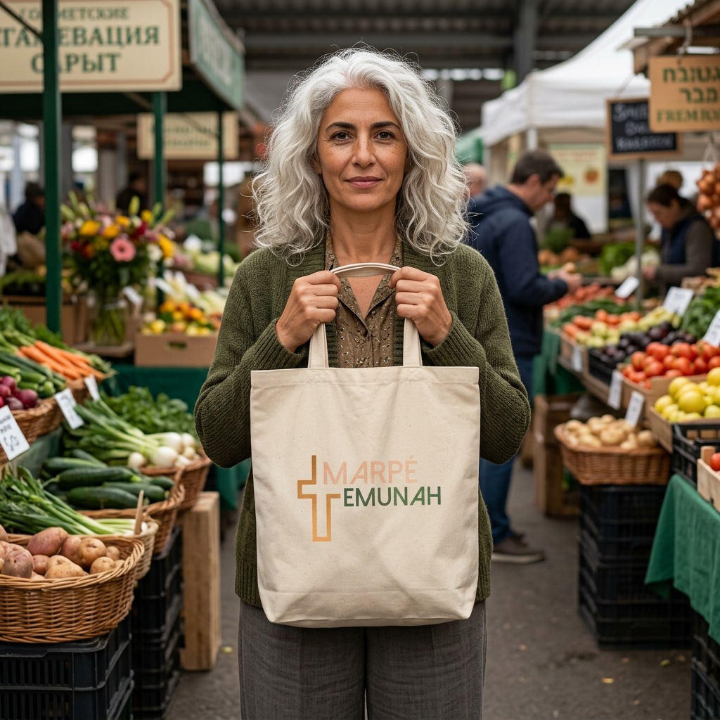 Marpe Emunah Canvas Tote Bag — Faith-Based Grocery & Everyday Shopper