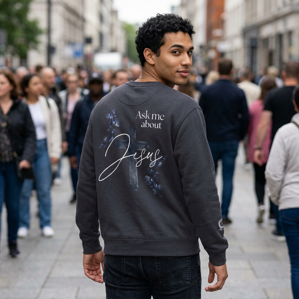 Disciple Sweatshirt — “Ask Me About Jesus” Crewneck