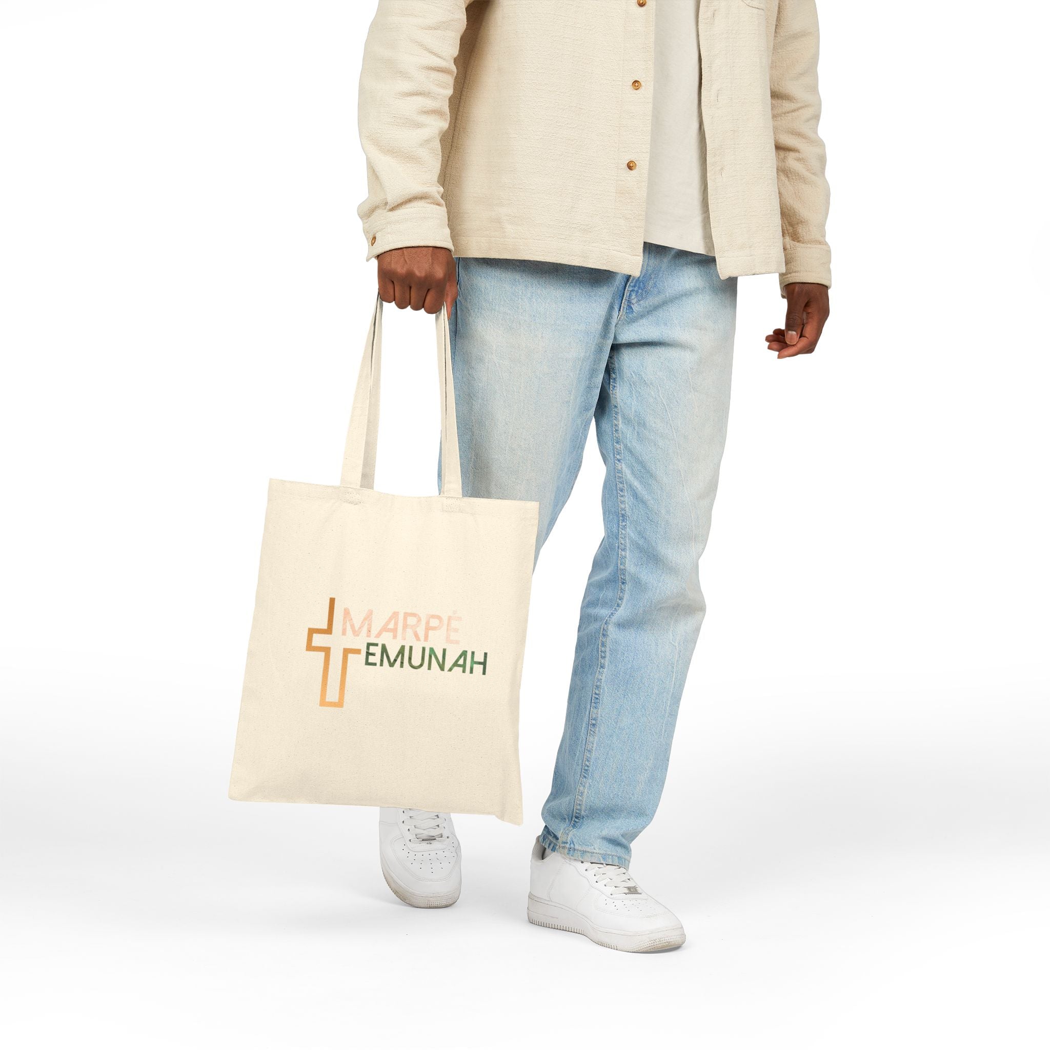Marpe Emunah Canvas Tote Bag — Faith-Based Grocery & Everyday Shopper